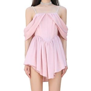 Ozlana Pink Serenade Off Shoulder Bustier Dress